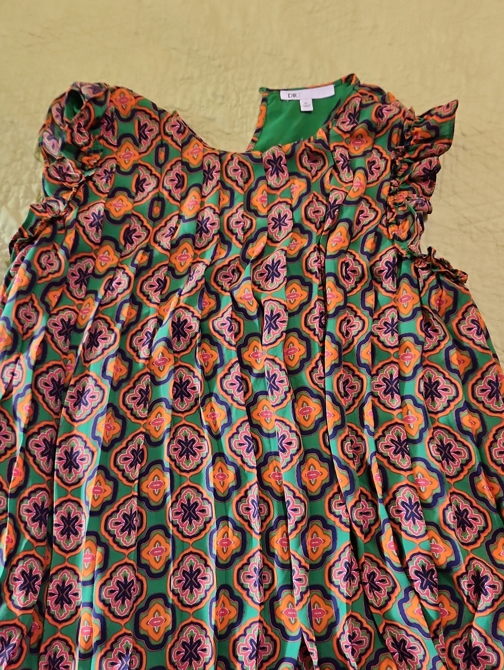 DR2 Multicolor Geometric Ruffle Dress